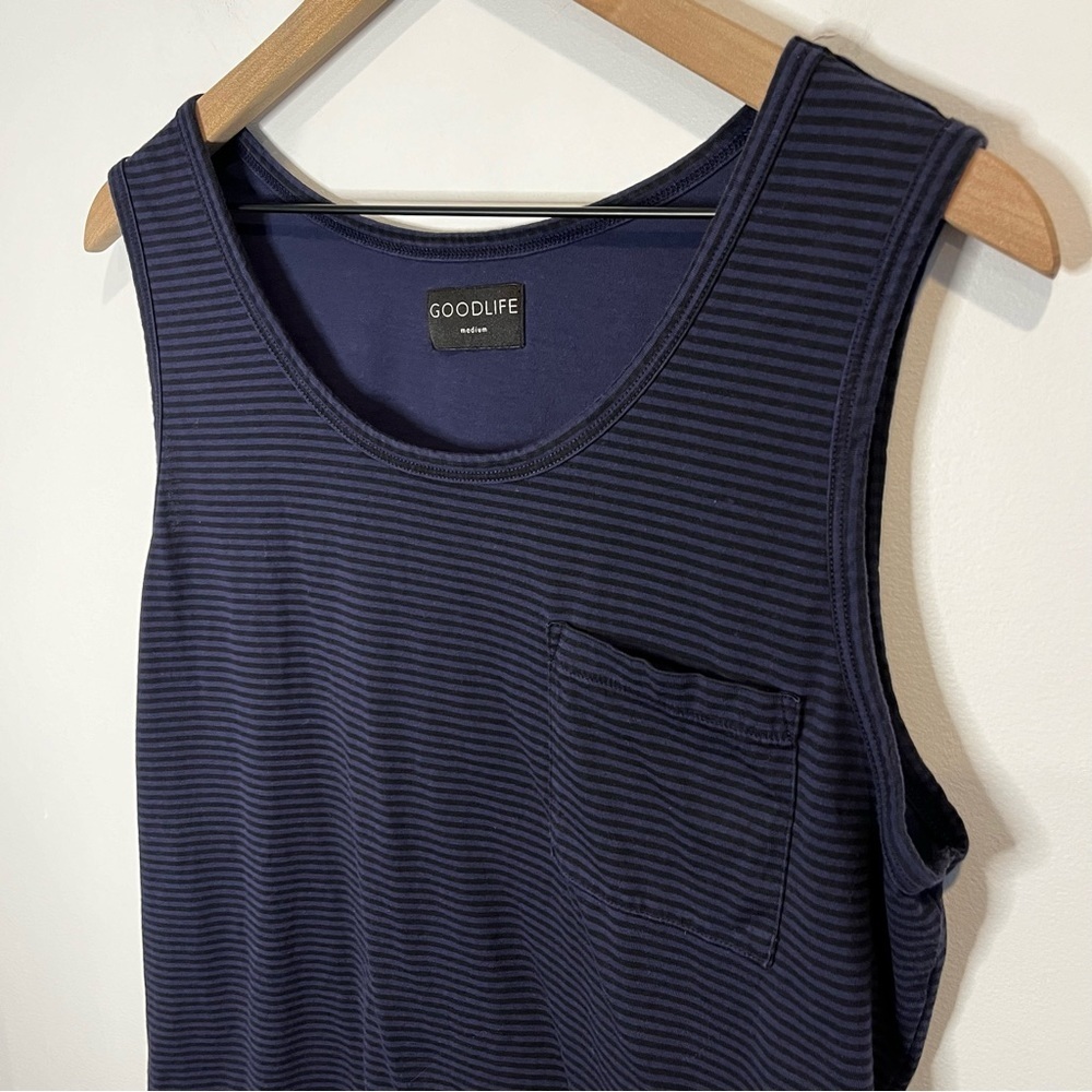Goodlife Black and Blue Tank Top with Textured Knit